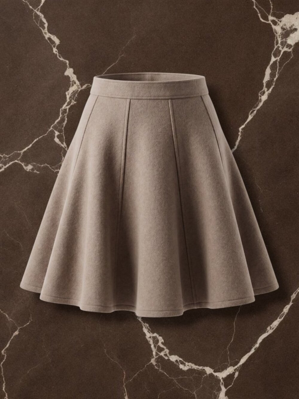 OGL Light Camel Wool-Blend Trumpet Twirl Skirt M